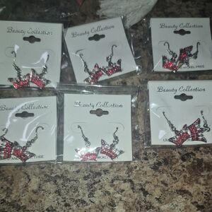 Red and Silver Crown Earrings